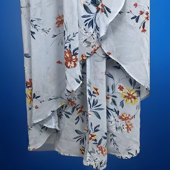 As U Wish Dress Sleeveless Faux Wrap Hi Lo Sundress Crochet Blue Small Romantic - Picture 2 of 5